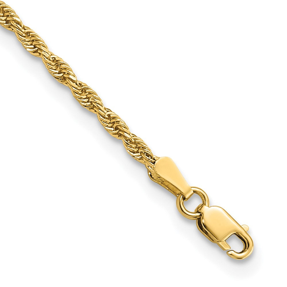 14k Yellow Gold 2 mm Diamond-cut Rope with Lobster Clasp Anklet (3.86 grams)