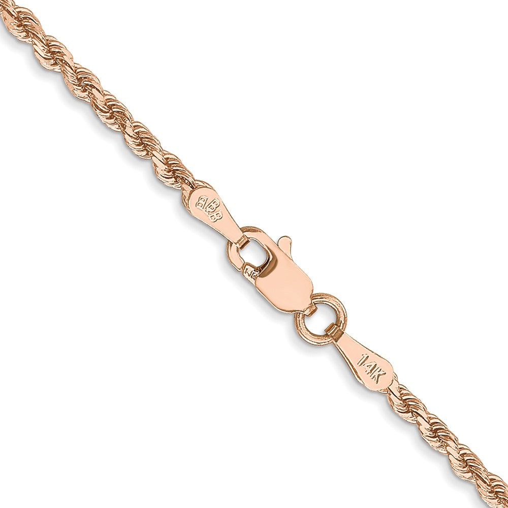 14k Rose Gold 2 mm Diamond-cut Rope with Lobster Clasp Chain (6.12 grams)