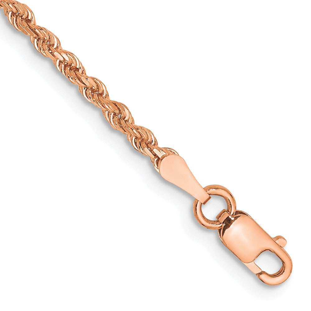14k Rose Gold 2 mm Diamond-cut Rope with Lobster Clasp Anklet (3.88 grams)