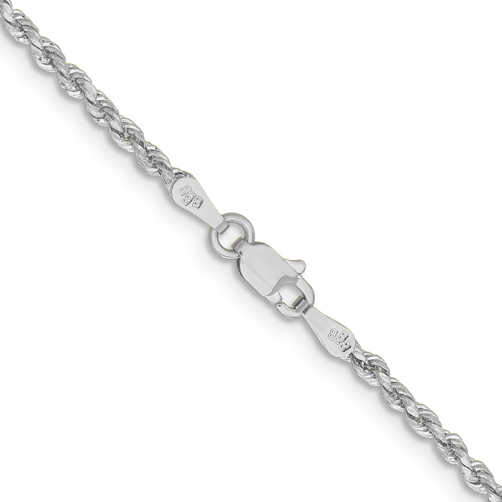 14k White Gold 2 mm Lightweight D/C Rope with Lobster Clasp Chain (1.81 grams)