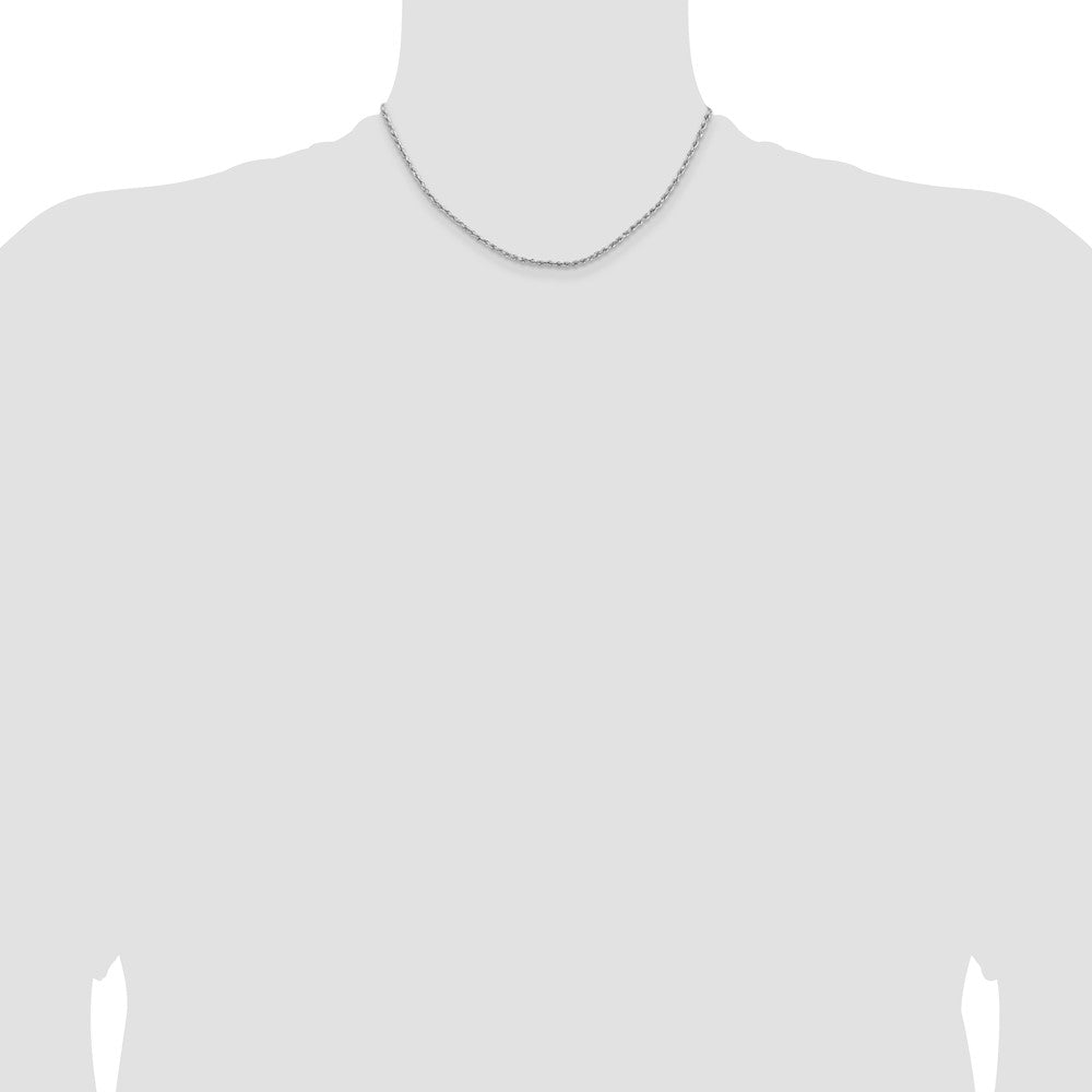 14k White Gold 2 mm Lightweight D/C Rope with Lobster Clasp Chain (1.81 grams)