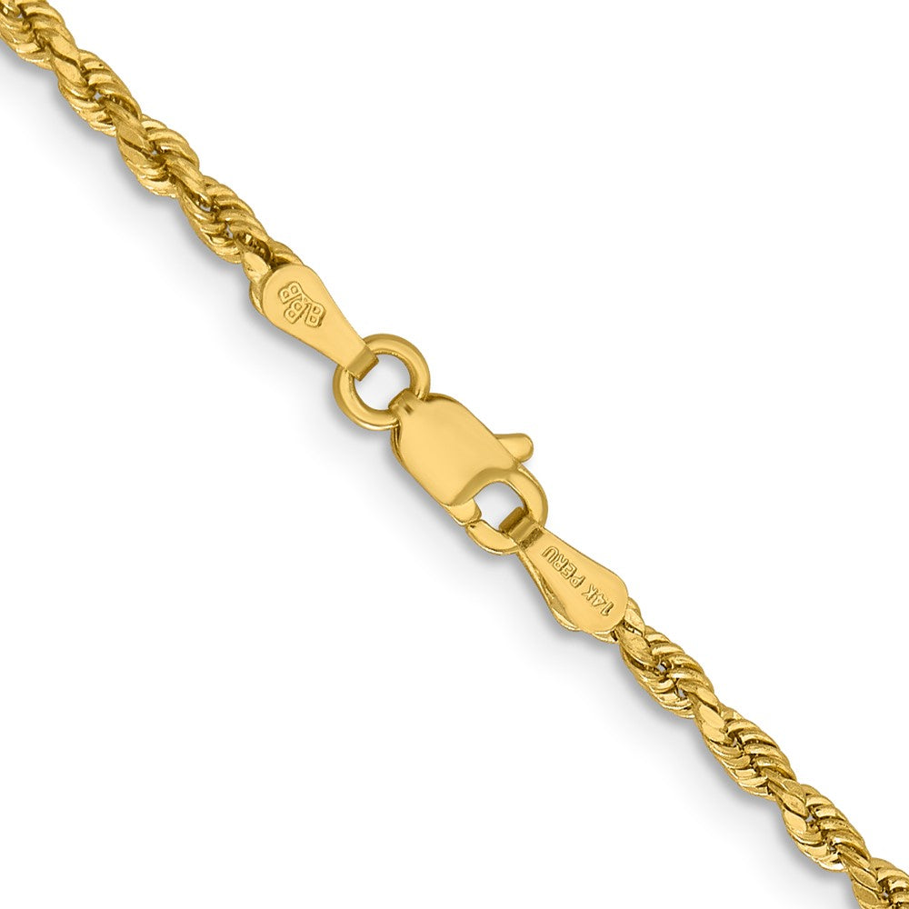 14k Yellow Gold 2.3 mm Lightweight D/C Rope with Lobster Clasp Chain (2.18 grams)