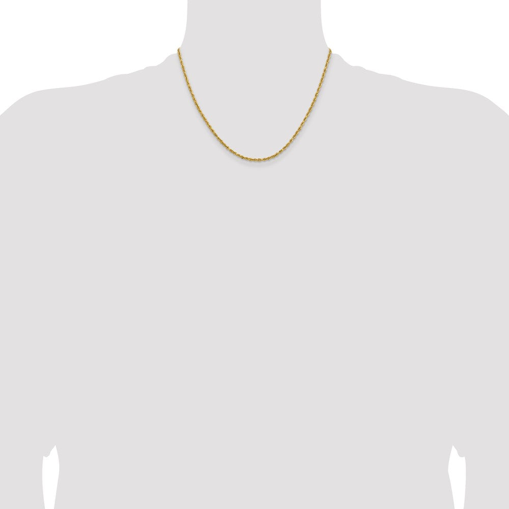 14k Yellow Gold 2.3 mm Lightweight D/C Rope with Lobster Clasp Chain (2.18 grams)