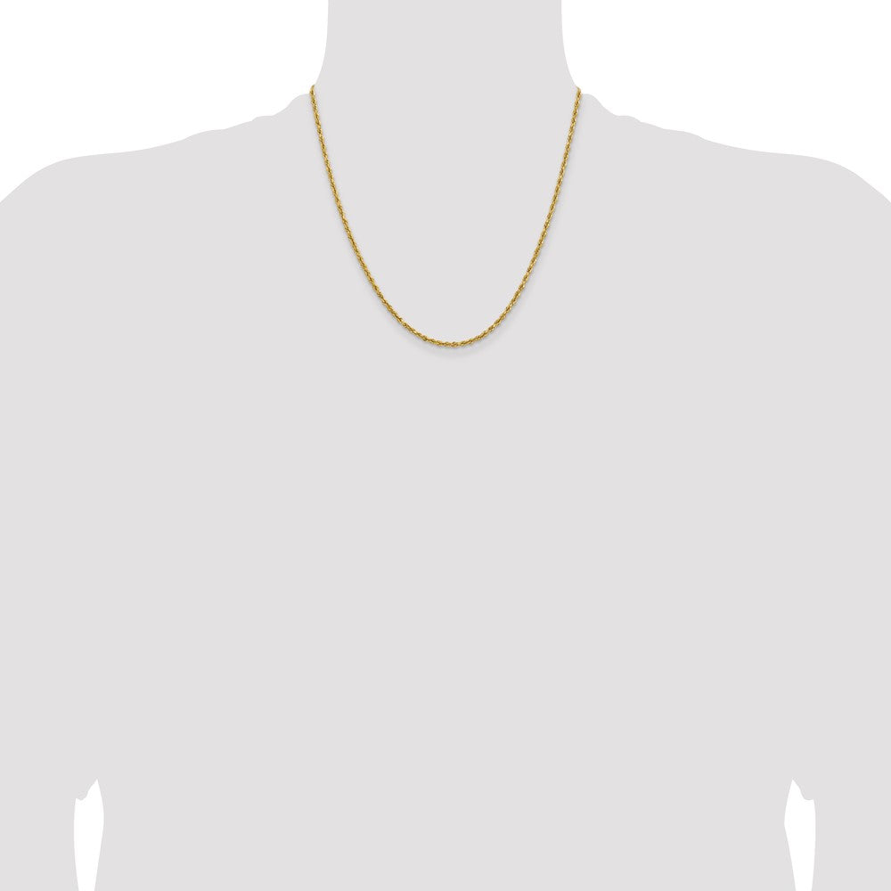 14k Yellow Gold 2.3 mm Lightweight D/C Rope with Lobster Clasp Chain (2.18 grams)
