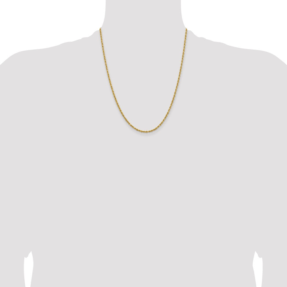 14k Yellow Gold 2.3 mm Lightweight D/C Rope with Lobster Clasp Chain (2.18 grams)