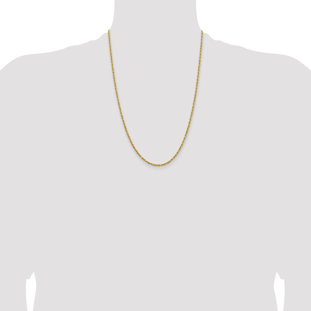 14k Yellow Gold 2.3 mm Lightweight D/C Rope with Lobster Clasp Chain (2.18 grams)