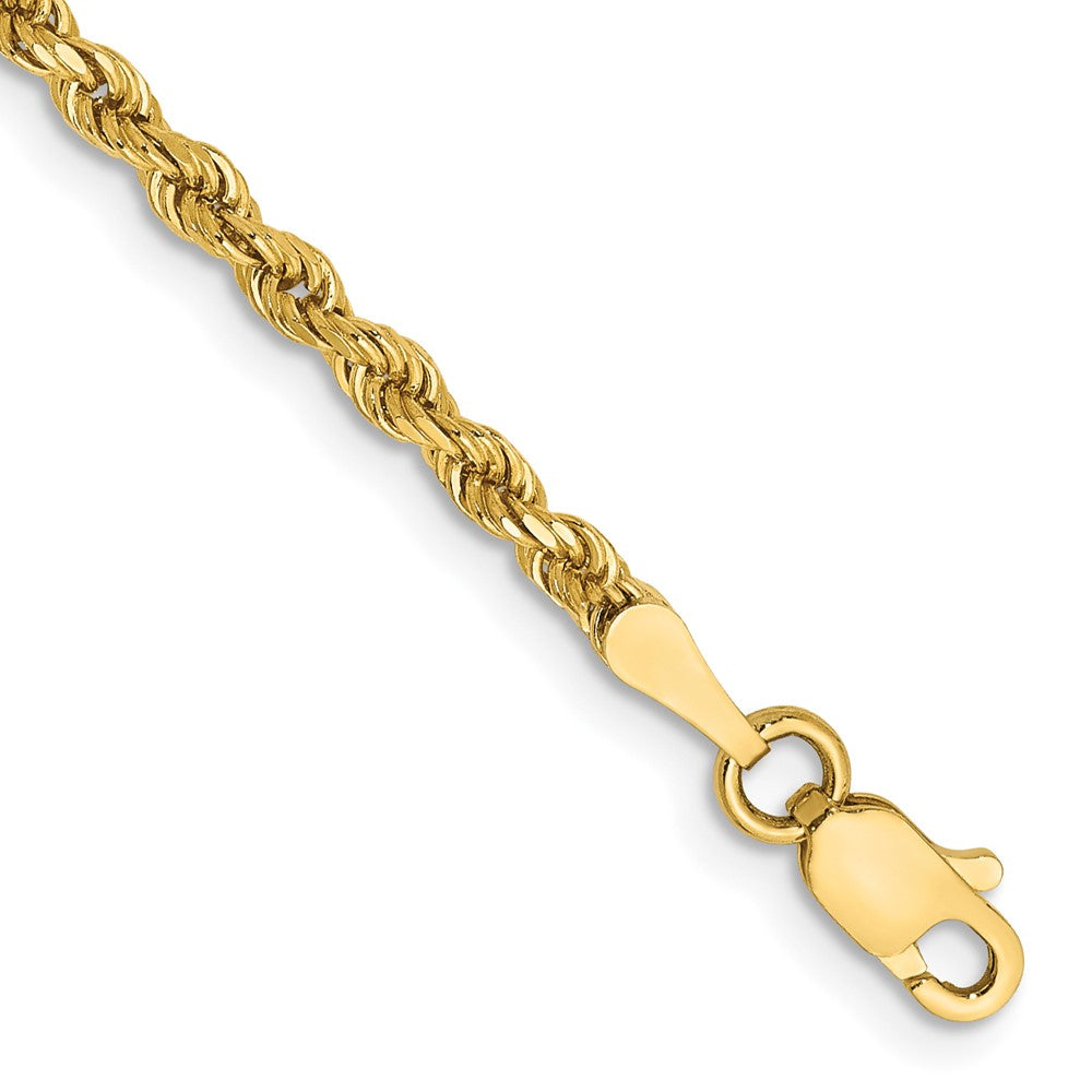 14k Yellow Gold 2.25 mm Diamond-cut Rope with Lobster Clasp Bracelet (3.49 grams)