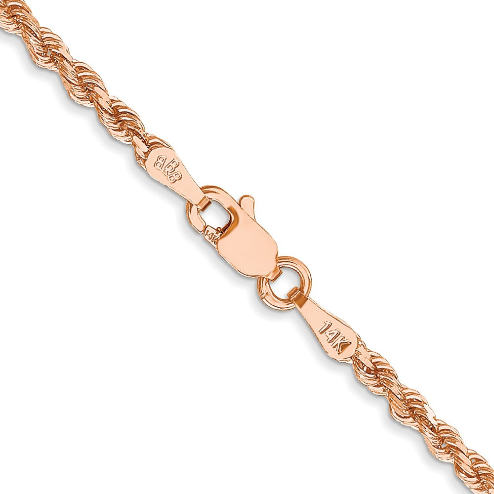 14k Rose Gold 2.25 mm Diamond-cut Rope with Lobster Clasp Chain (8.52 grams)