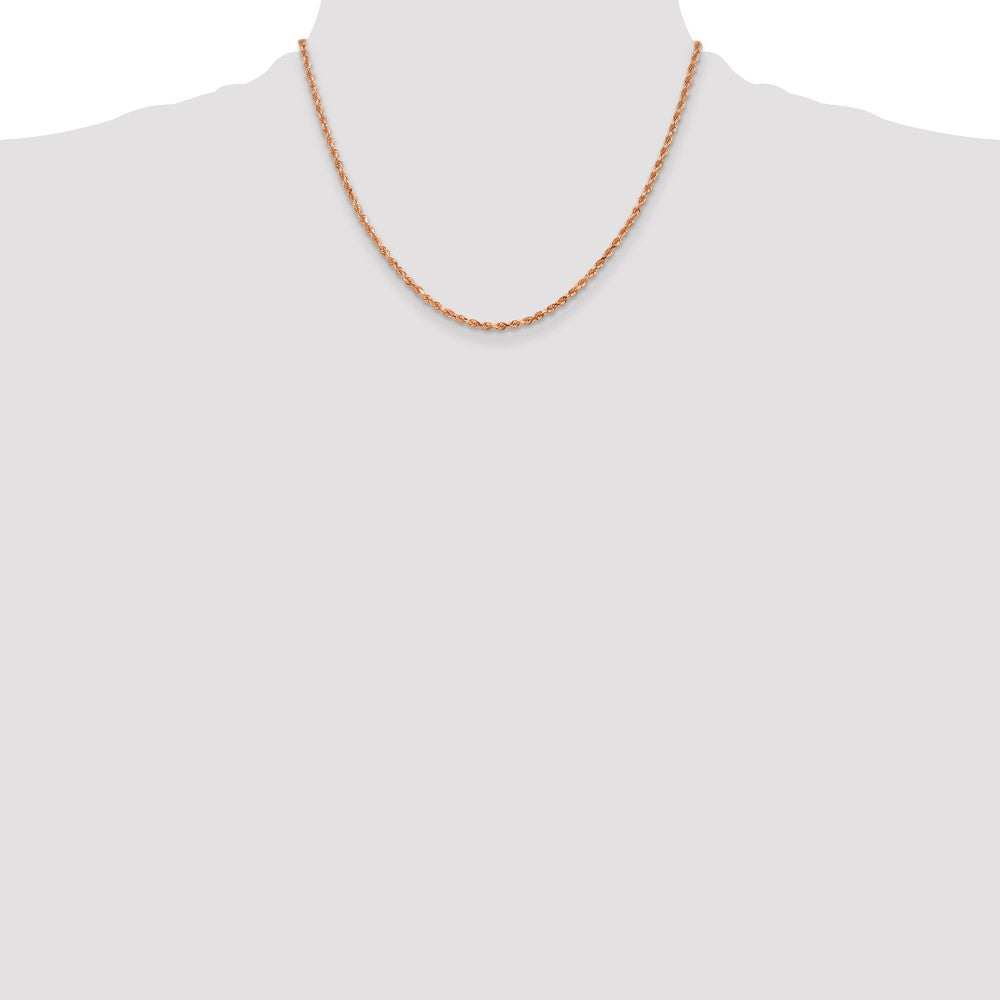 14k Rose Gold 2.25 mm Diamond-cut Rope with Lobster Clasp Chain (8.52 grams)