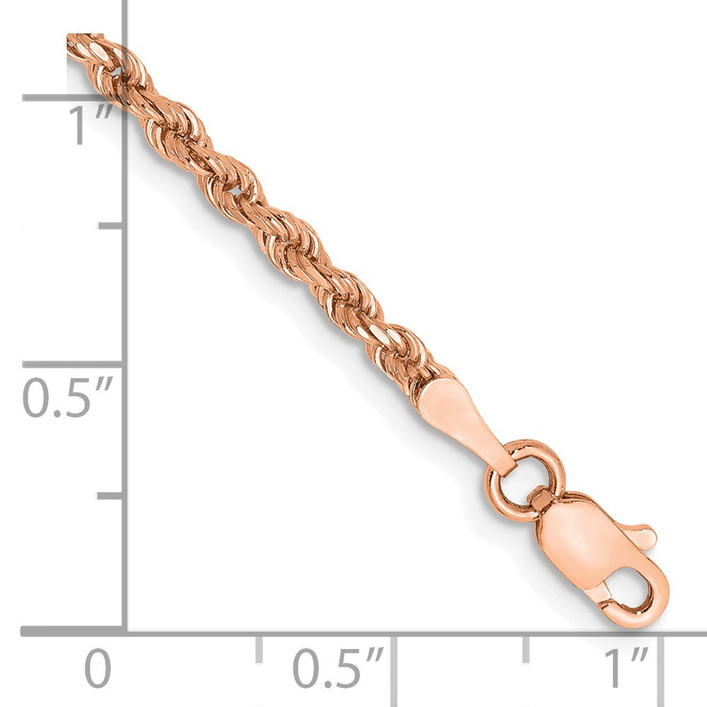 14k Rose Gold 2.25 mm Diamond-cut Rope with Lobster Clasp Bracelet (3.54 grams)