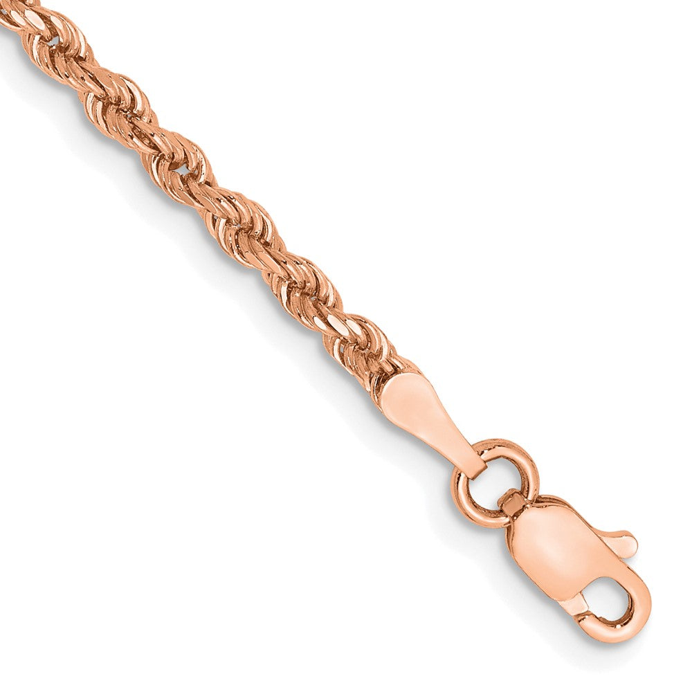 14k Rose Gold 2.25 mm Diamond-cut Rope with Lobster Clasp Bracelet (3.54 grams)