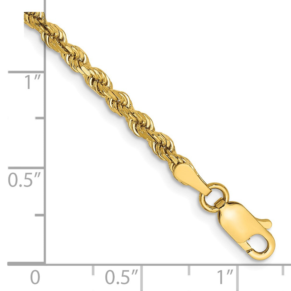 14k Yellow Gold 2.75 mm Diamond-cut Rope with Lobster Clasp Bracelet (4.77 grams)