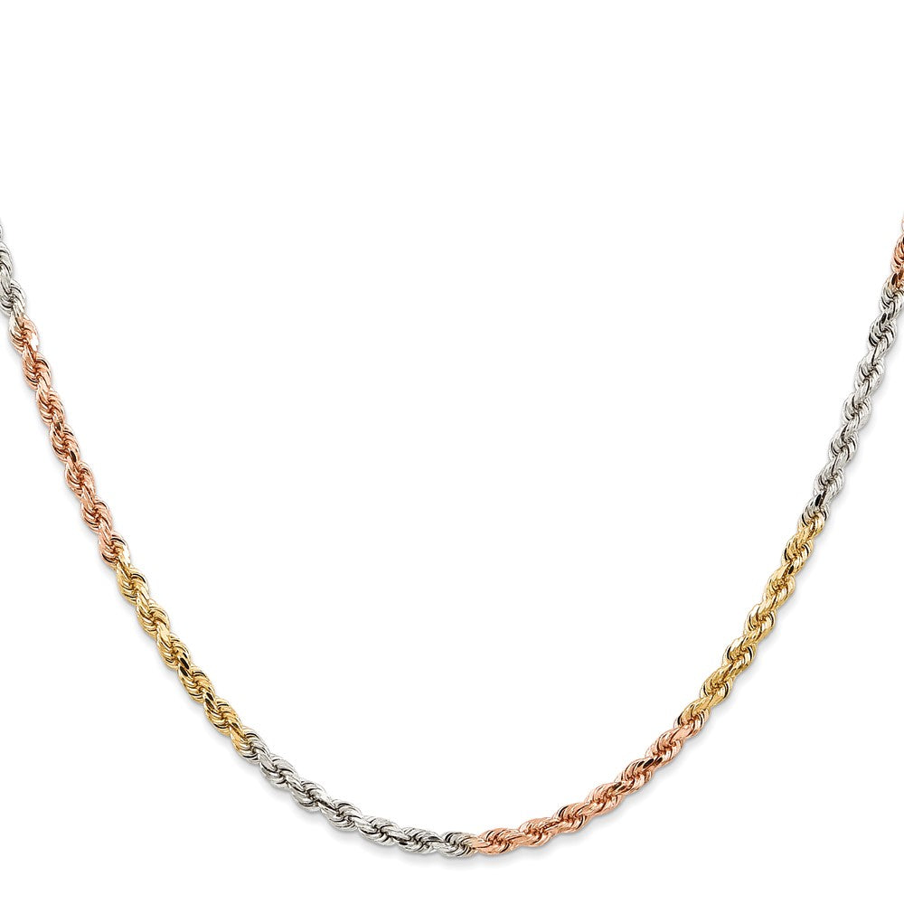 14k Tri-Color 2.9 mm Diamond-cut Rope with Lobster Clasp Chain (11.14 grams)