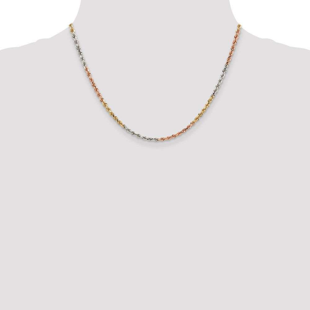 14k Tri-Color 2.9 mm Diamond-cut Rope with Lobster Clasp Chain (11.14 grams)