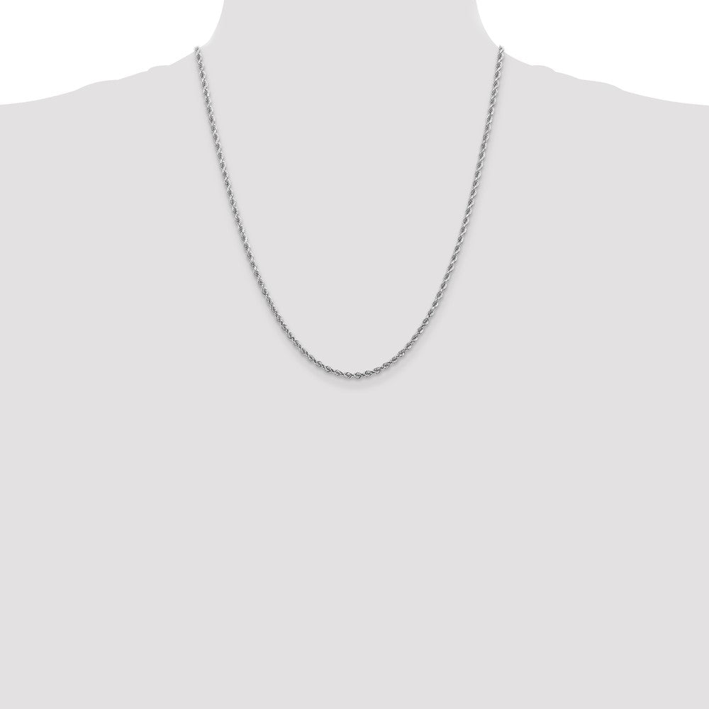 14k White Gold 2.75 mm Diamond-cut Rope with Lobster Clasp Chain (11.53 grams)