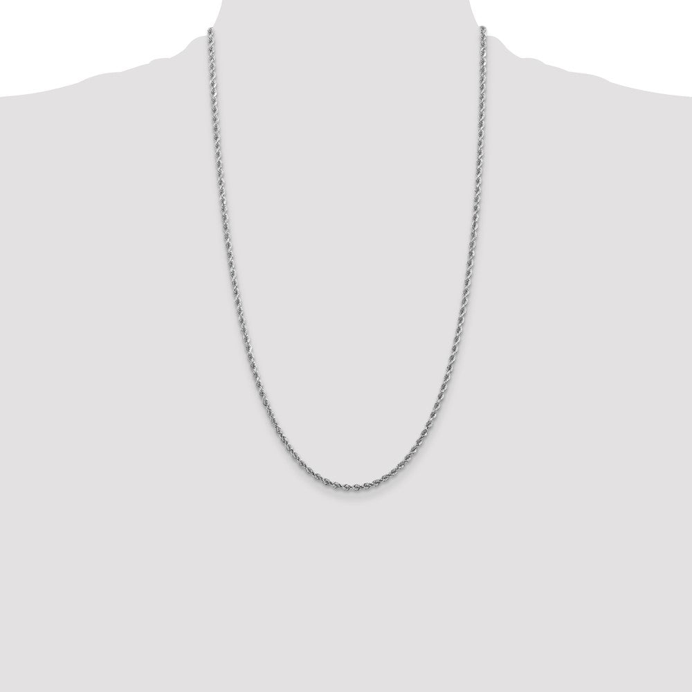 14k White Gold 2.75 mm Diamond-cut Rope with Lobster Clasp Chain (11.53 grams)