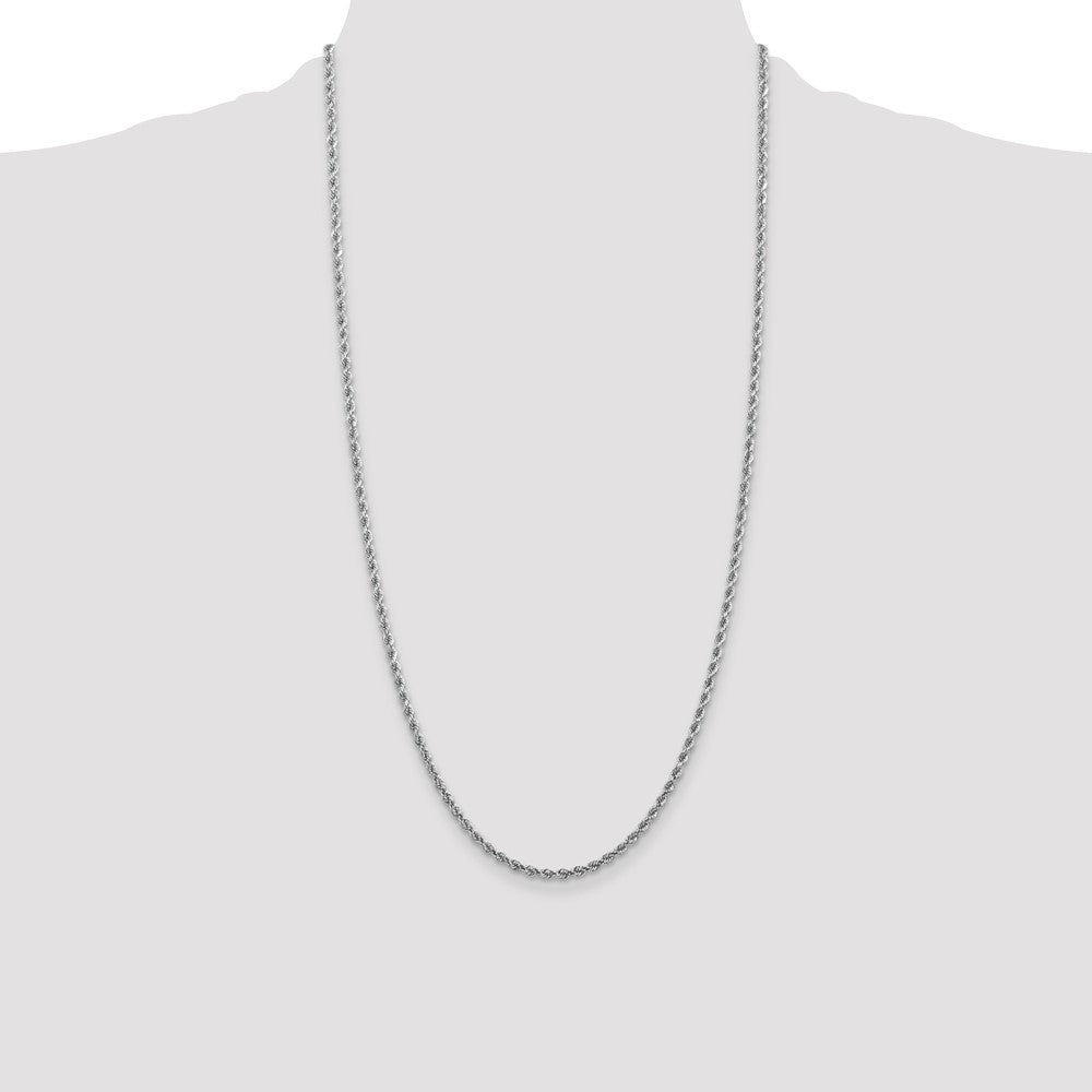 14k White Gold 2.75 mm Diamond-cut Rope with Lobster Clasp Chain (11.53 grams)