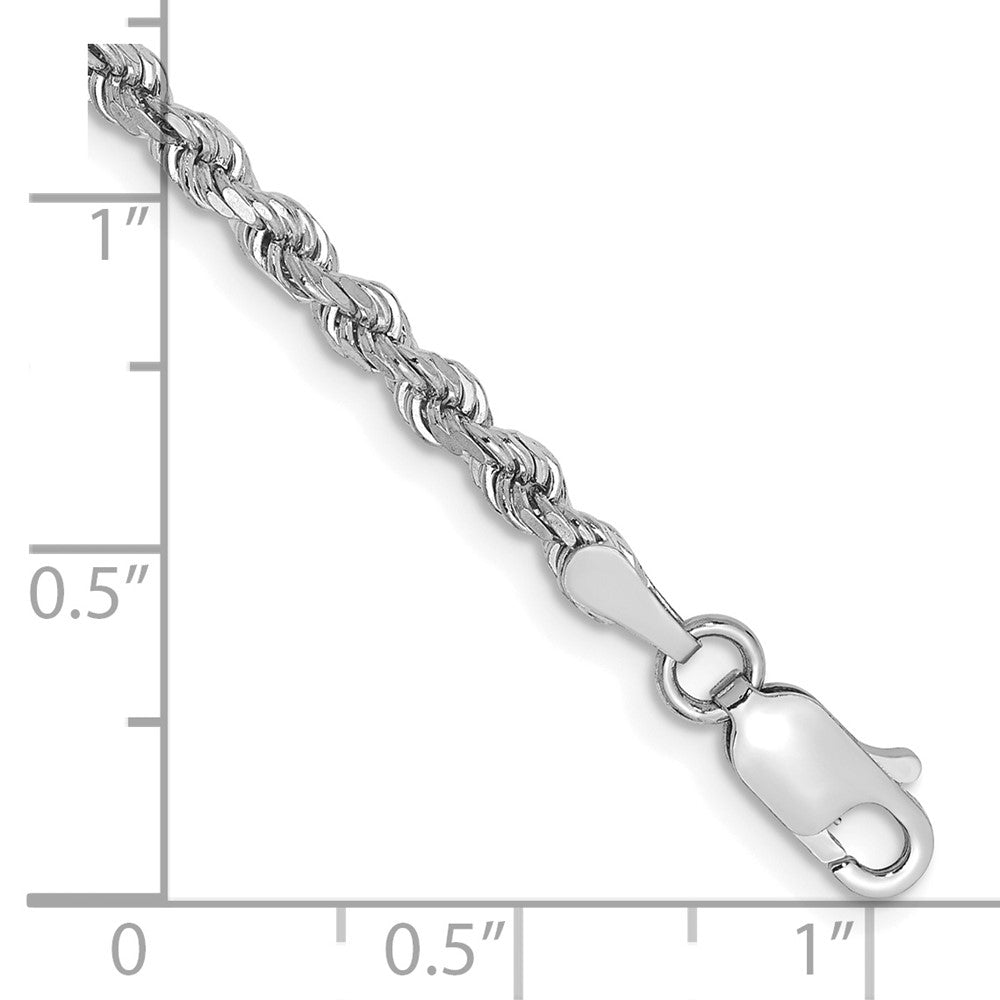 14k White Gold 2.75 mm Diamond-cut Rope with Lobster Clasp Bracelet (5 grams)