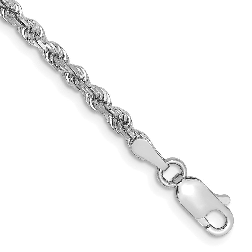 14k White Gold 2.75 mm Diamond-cut Rope with Lobster Clasp Bracelet (5 grams)
