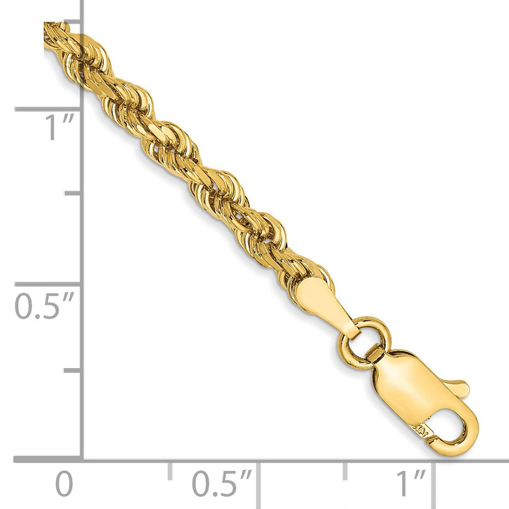 14k Yellow Gold 3 mm Diamond-cut Rope with Lobster Clasp Bracelet (5.53 grams)