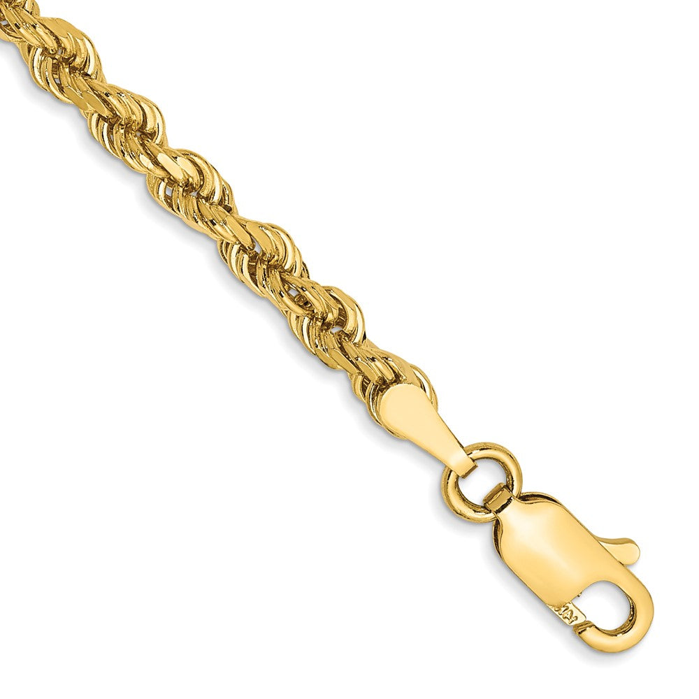14k Yellow Gold 3 mm Diamond-cut Rope with Lobster Clasp Bracelet (5.53 grams)