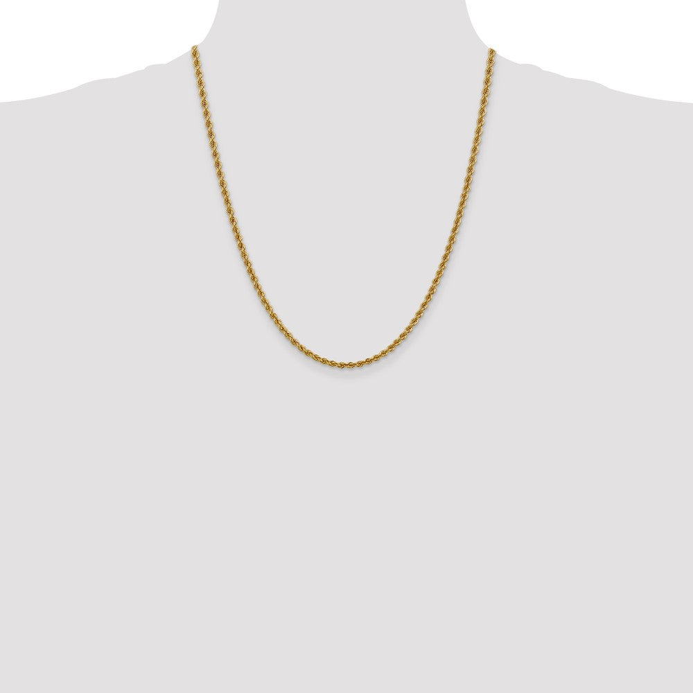 14k Yellow Gold 3 mm Regular Rope with Lobster Clasp Chain (12.7 grams)