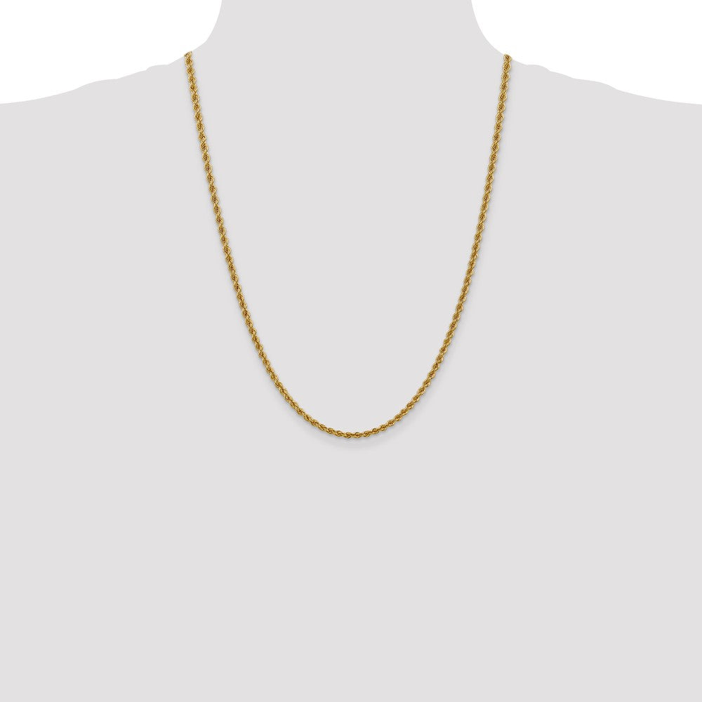 14k Yellow Gold 3 mm Regular Rope with Lobster Clasp Chain (12.7 grams)