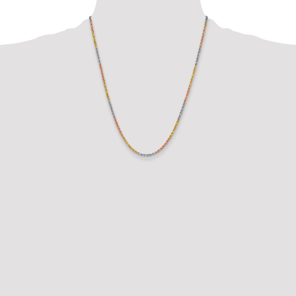 14k Tri-Color 3 mm D/C Rope Chain (17.75 grams)