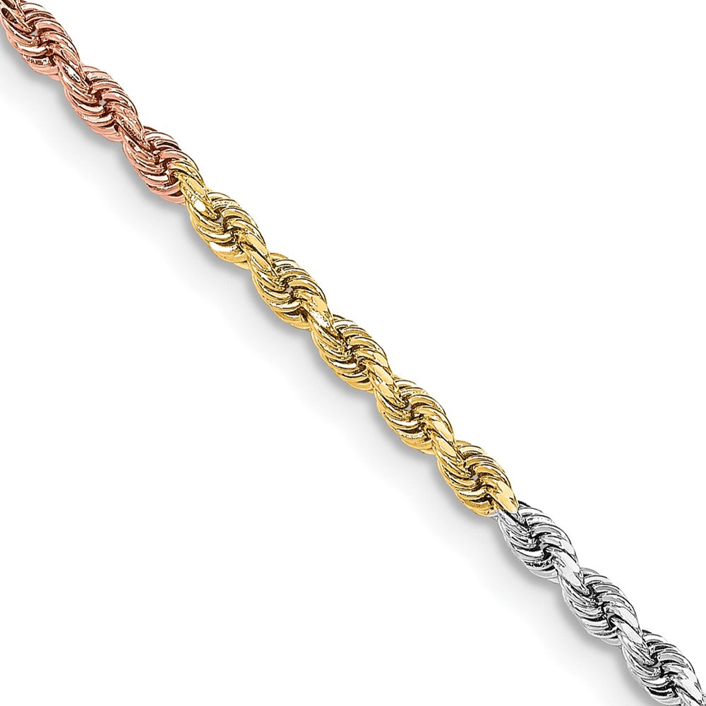 14k Tri-Color 3 mm Diamond-cut Rope with Lobster Clasp Chain (14.99 grams)