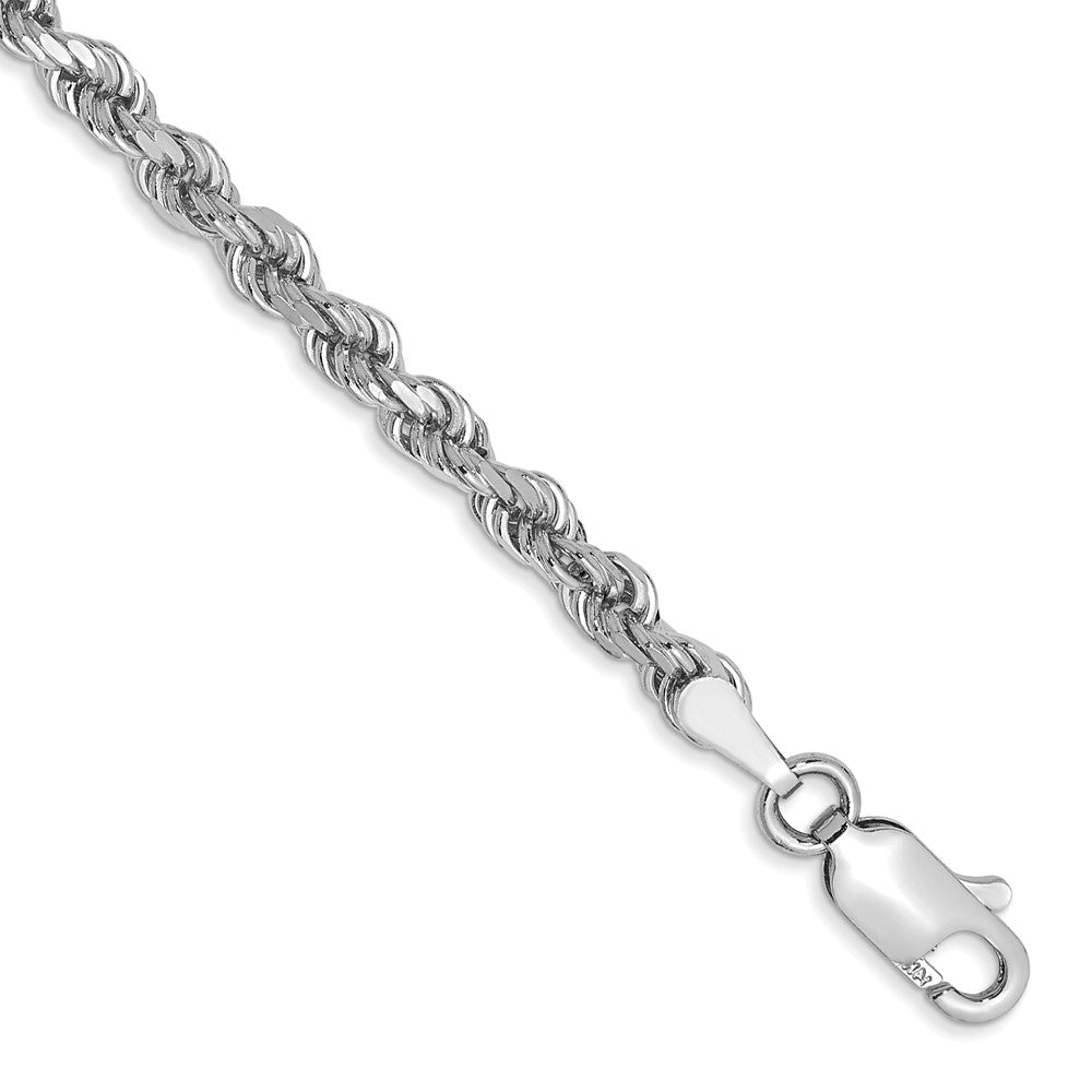 14k White Gold 3 mm Diamond-cut Rope with Lobster Clasp Bracelet (5.6 grams)