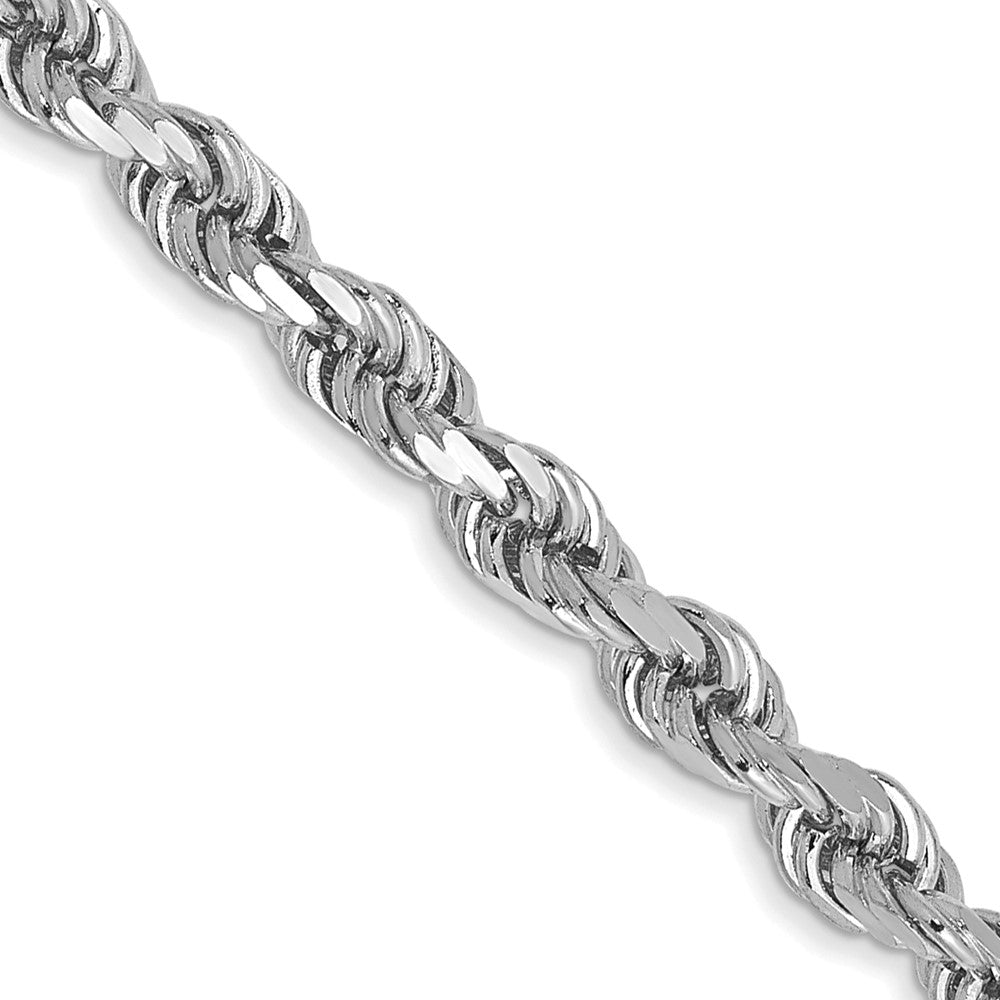 14k White Gold 3 mm Diamond-cut Rope with Lobster Clasp Chain (12.7 grams)
