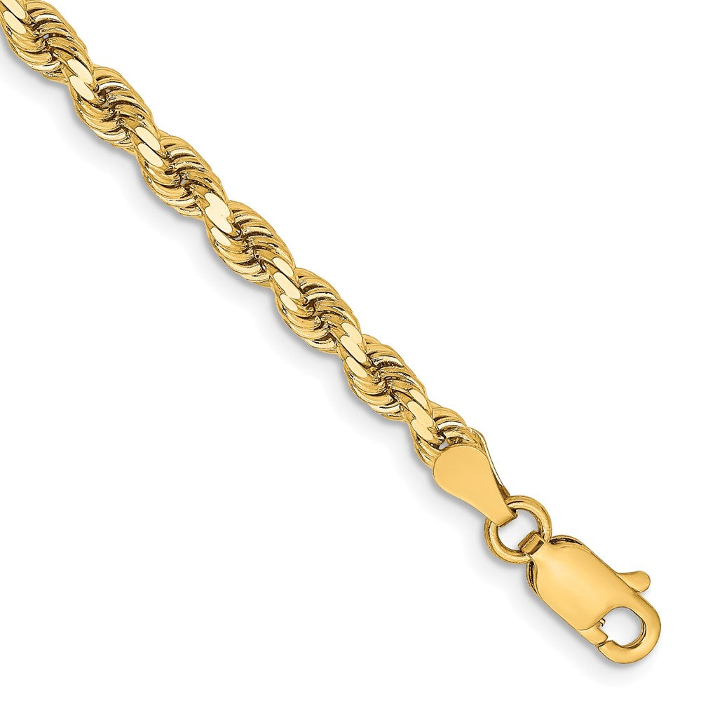 14k Yellow Gold 3.25 mm Diamond-cut Rope with Lobster Clasp Bracelet (6.22 grams)