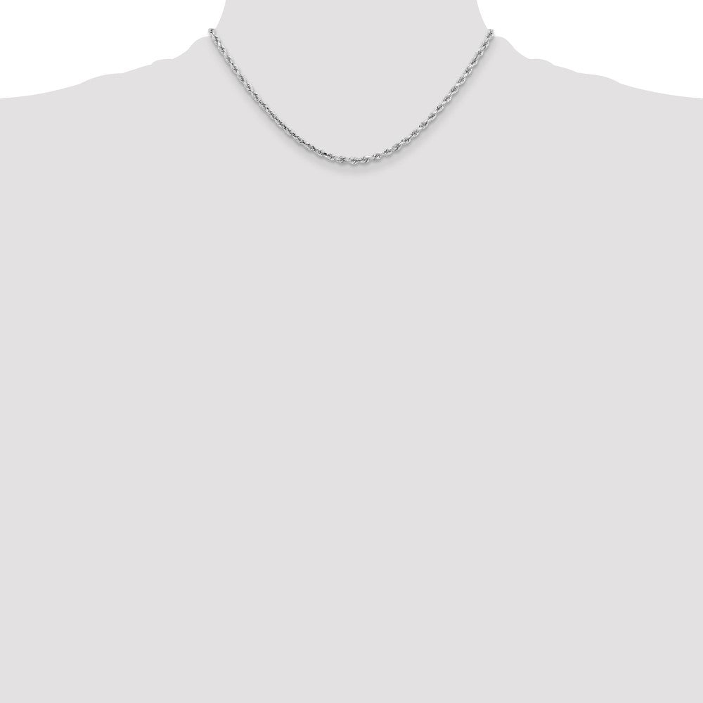 14k White Gold 3.25 mm Diamond-cut Rope with Lobster Clasp Chain (14.45 grams)