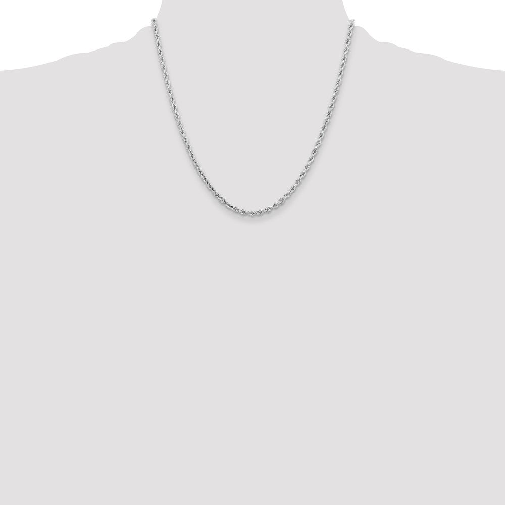 14k White Gold 3.25 mm Diamond-cut Rope with Lobster Clasp Chain (14.45 grams)