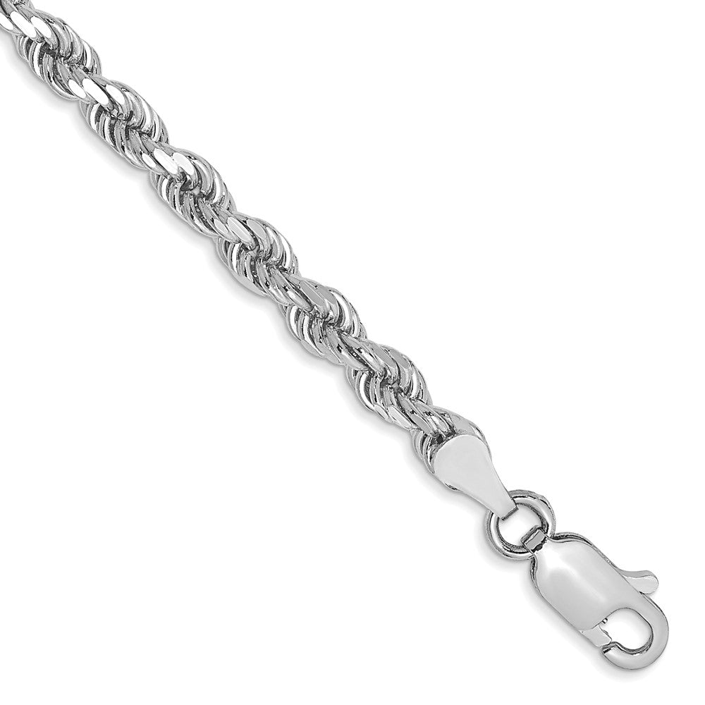 14k White Gold 3.5 mm Diamond-cut Rope with Lobster Clasp Bracelet (7.97 grams)