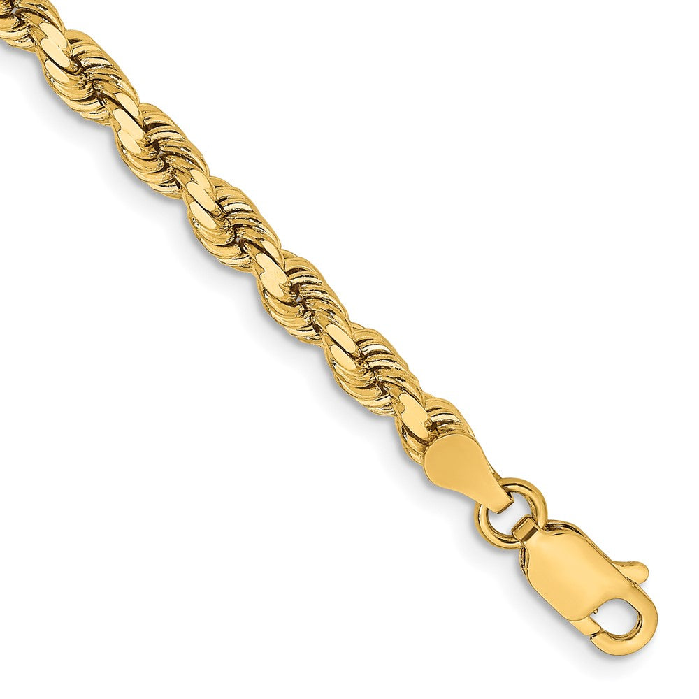 14k Yellow Gold 3.75 mm Diamond-cut Rope with Lobster Clasp Bracelet (8.47 grams)