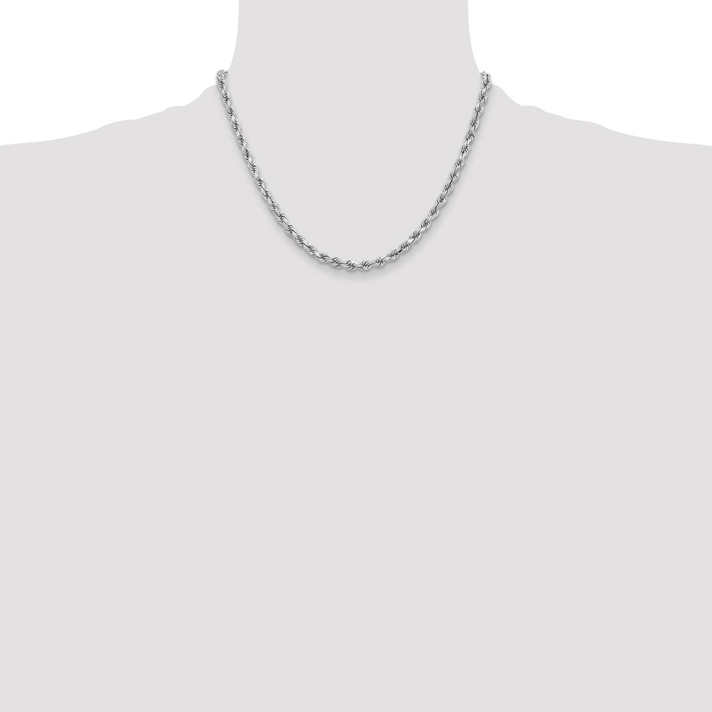 14k White Gold 3.75 mm Diamond-cut Rope with Lobster Clasp Chain (19.69 grams)