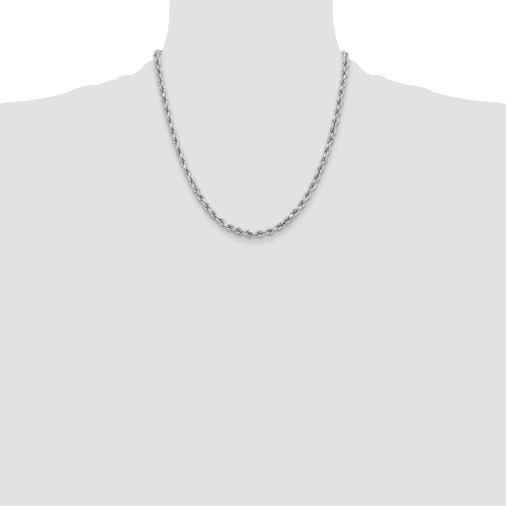 14k White Gold 3.75 mm Diamond-cut Rope with Lobster Clasp Chain (19.69 grams)