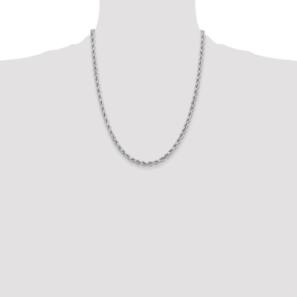 14k White Gold 3.75 mm Diamond-cut Rope with Lobster Clasp Chain (19.69 grams)