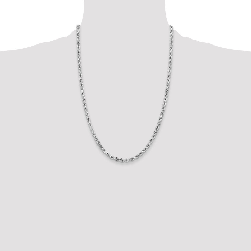 14k White Gold 3.75 mm Diamond-cut Rope with Lobster Clasp Chain (19.69 grams)