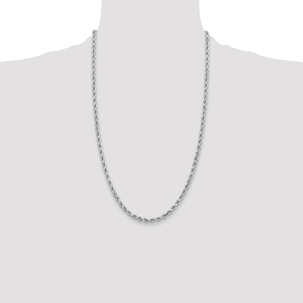 14k White Gold 3.75 mm Diamond-cut Rope with Lobster Clasp Chain (19.69 grams)