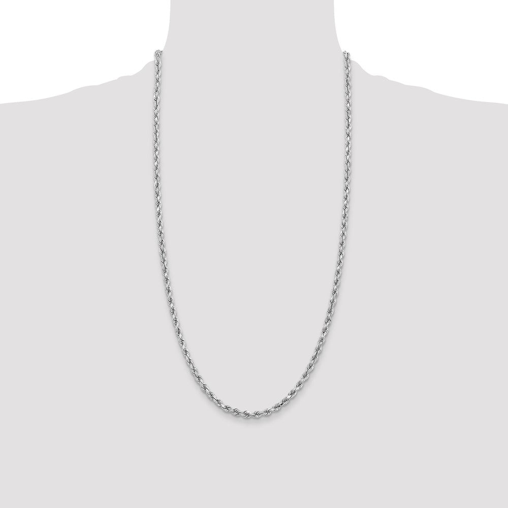 14k White Gold 3.75 mm Diamond-cut Rope with Lobster Clasp Chain (19.69 grams)
