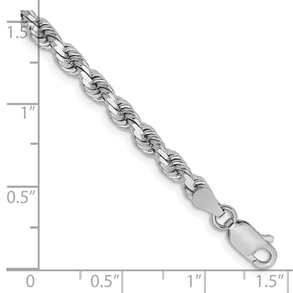 14k White Gold 3.75 mm Diamond-cut Rope with Lobster Clasp Bracelet (7.43 grams)
