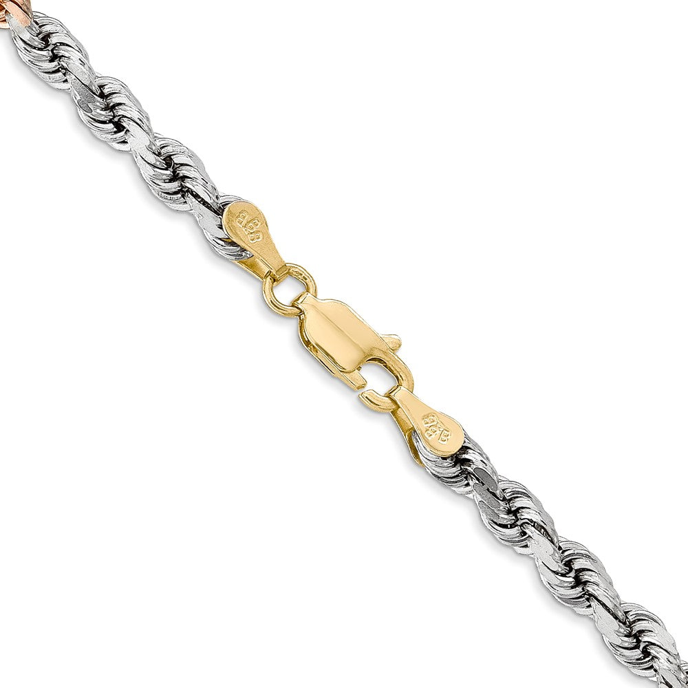 14k Tri-Color 4 mm Diamond-cut Rope with Lobster Clasp Chain (22.97 grams)