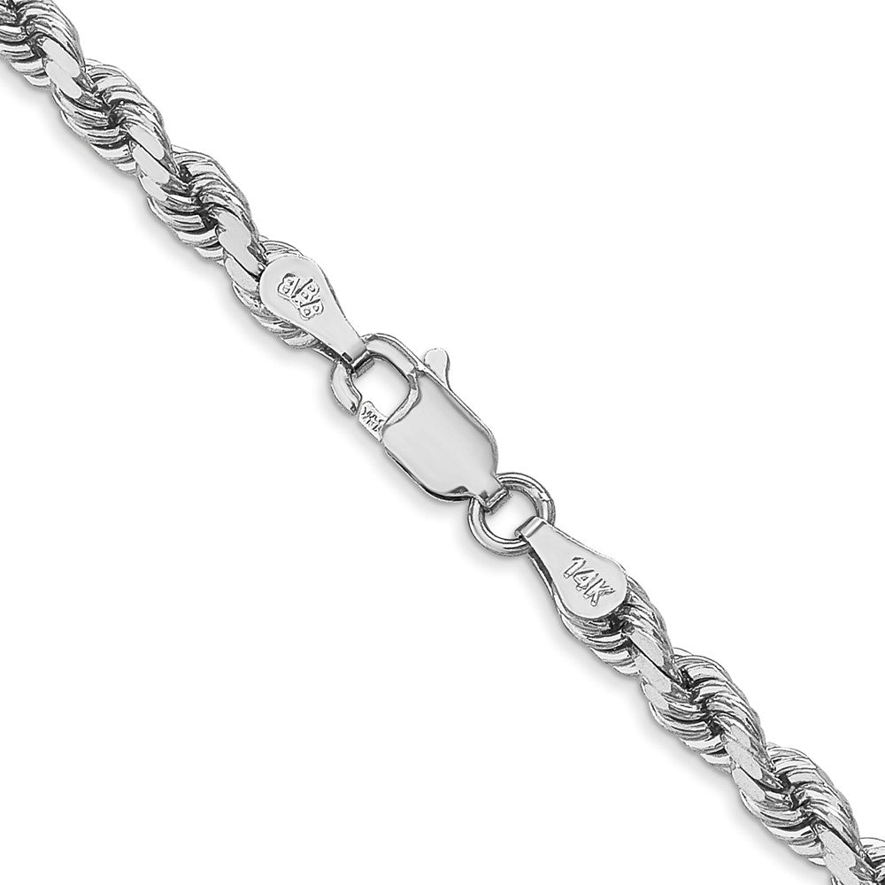 14k White Gold 4 mm Diamond-cut Rope with Lobster Clasp Chain (23.55 grams)