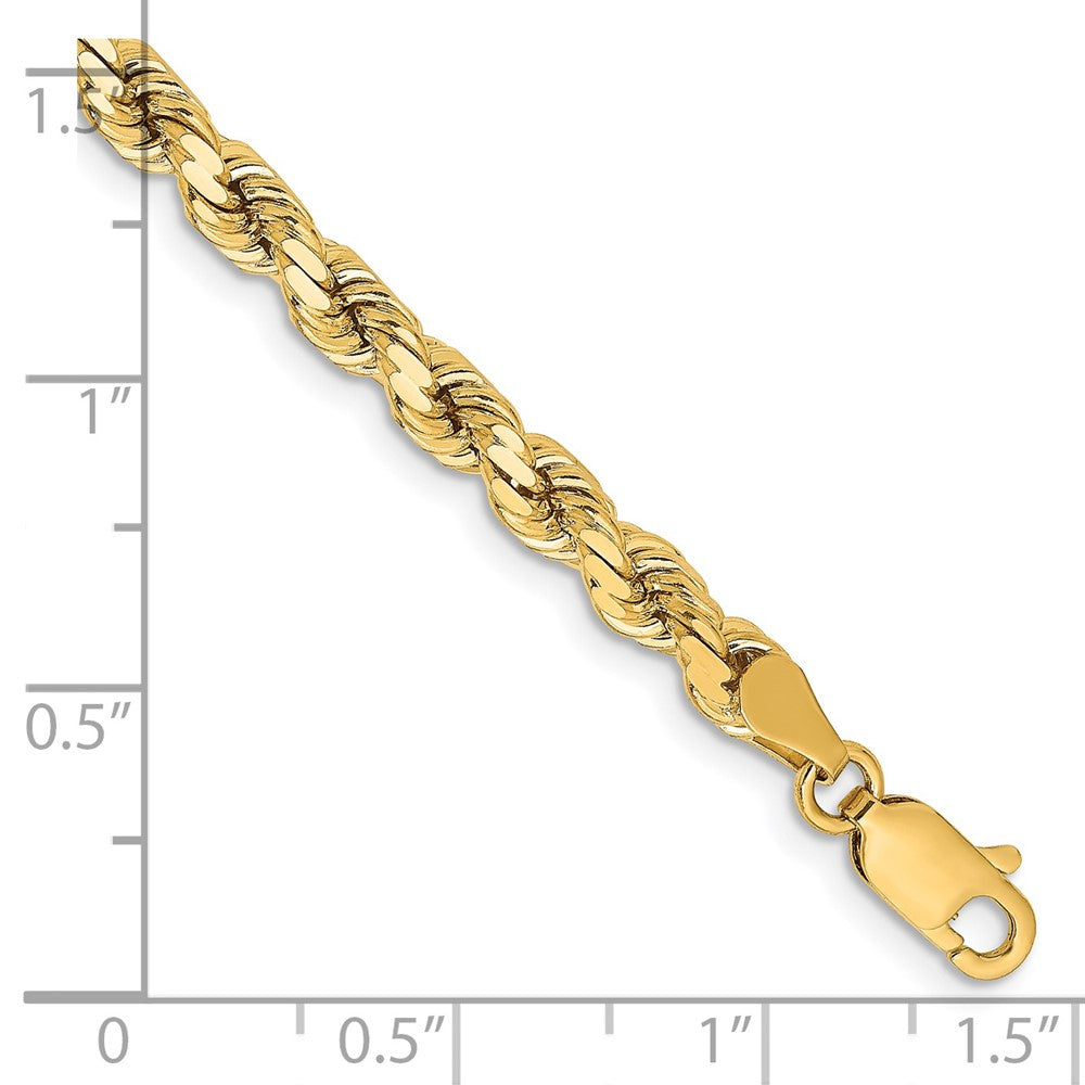 14k Yellow Gold 4.25 mm Diamond-cut Rope with Lobster Clasp Bracelet (10.22 grams)