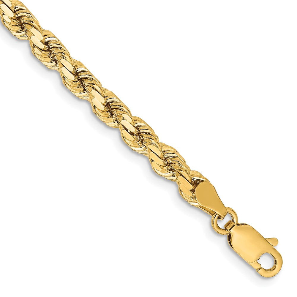 14k Yellow Gold 4.25 mm Diamond-cut Rope with Lobster Clasp Bracelet (10.22 grams)