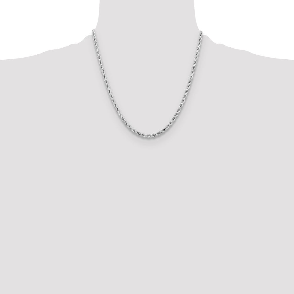 14k White Gold 4.25 mm Diamond-cut Rope with Lobster Clasp Chain (27.89 grams)