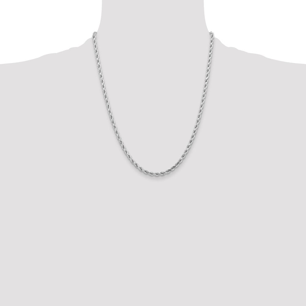 14k White Gold 4.25 mm Diamond-cut Rope with Lobster Clasp Chain (27.89 grams)