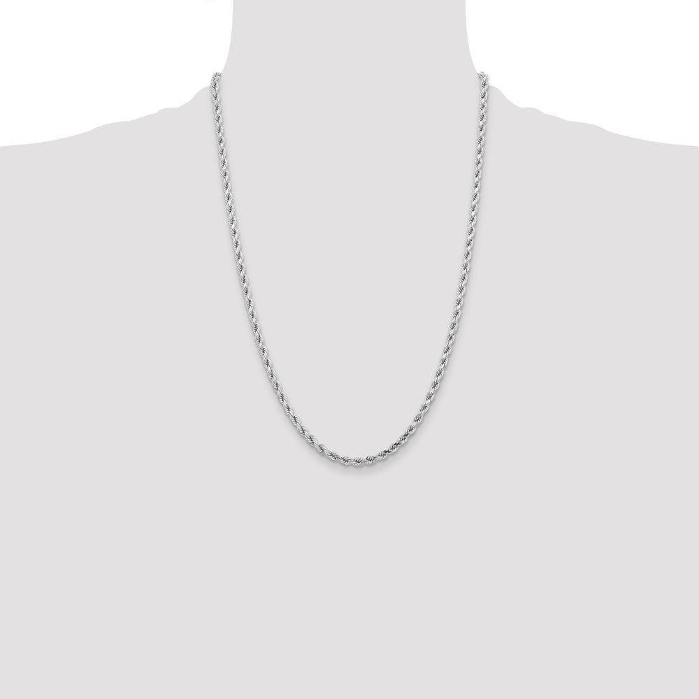 14k White Gold 4.25 mm Diamond-cut Rope with Lobster Clasp Chain (27.89 grams)